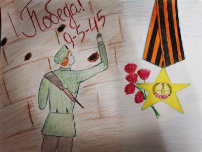Картина. Автор: Султанбеков Тимур. Техника: карандаш. Класс: 3 Дошли до Берлина