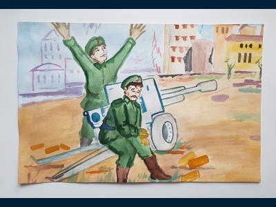 Картина. Автор: Хисматуллин Ильяс. Техника: акварель. Класс: 3 Последний выстрел
