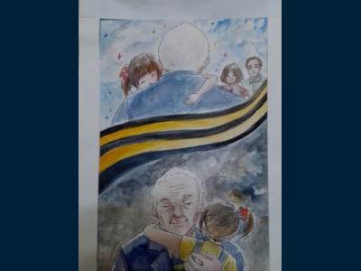 Картина. Автор: Бикчентаева Самира. Техника: акварель. Класс: 3 Я помню .Я горжусь