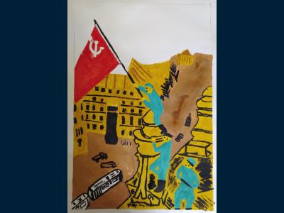 Картина. Автор: Амекачев Эльдар. Техника: гуашь. Класс: 3 Дошли до Берлина