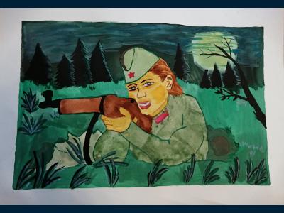Картина. Автор: Емелева Виктория Максимовна. Техника: гуашь. Класс: 3 Снайпер Наталья Ковшова