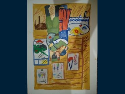 Картина. Автор: Евстафьев Кирилл. Техника: смешанная техника. Класс: 3 Слезы войны