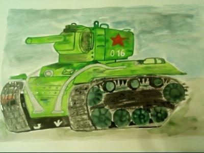 Картина. Автор: Панкратов Михаил. Техника: смешанная техника. Класс: 3  Танк КВ - 1
