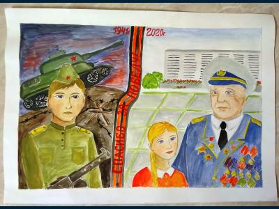 Картина. Автор: Асмандиярова Салима. Техника: гуашь. Класс: 3  Я помню! Я горжусь!