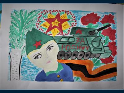 Картина. Автор: Узянбаев Тимур. Техника: гуашь. Класс: 3 Мы помним,мы гордимся!