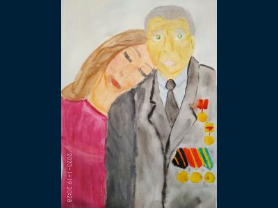 Картина. Автор: Суяргулова Риана. Техника: акварель. Класс: 3 Спасибо деду за победу!