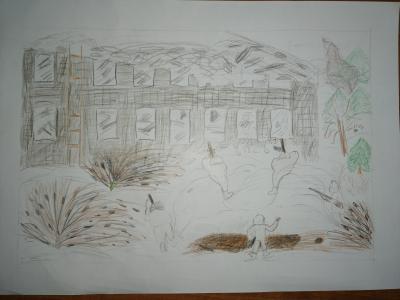 Картина. Автор: Ишкуватов Айдар Артурович. Техника: карандаш. Класс: 3 Сталинградская битва