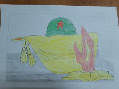 Картина. Автор: Галлямова Алина. Техника: карандаш. Класс: 4 "Вечный огонь"