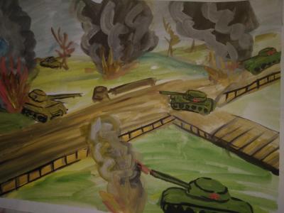 Картина. Автор: Хайбрахманов Тагир. Техника: гуашь. Класс: 4 Шаг к победе