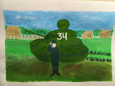 Картина. Автор: Зарипов Тимур Рузилевич. Техника: акварель. Класс: 4 "Военная техника"