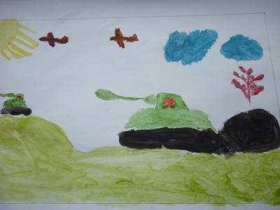 Картина. Автор: Садретдинов Тимур. Техника: акварель. Класс: 5 Армия победителей