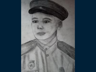 Картина. Автор: Гудименко Максим. Техника: карандаш. Класс: 5 Портрет прадеда