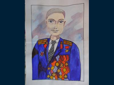 Картина. Автор: Салихова Дина Дамировна. Техника: акварель. Класс: 5 Мой дед – герой