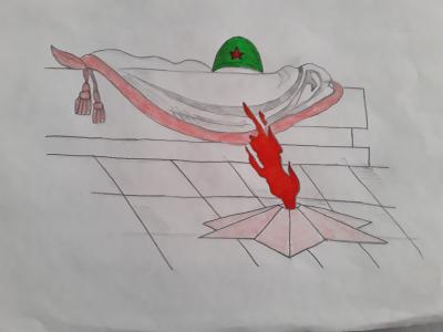 Картина. Автор: Гареев Алим. Техника: карандаш. Класс: 6 вечный огонь