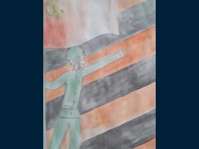 Картина. Автор: Килова Ямиля. Техника: акварель. Класс: 7 Дошли до Берлина