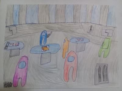 Картина. Автор: Исанбаев Тимур. Техника: карандаш. Класс: 1 В мире инопланетян