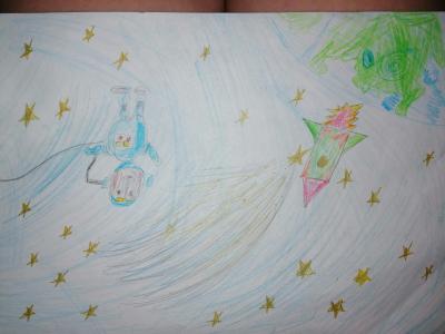 Картина. Автор: Пронькина Валерия. Техника: карандаш. Класс: 1 Путешествие в космос