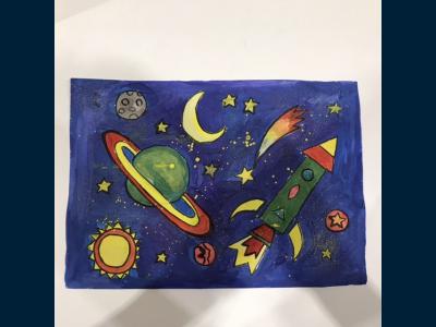 Картина. Автор: Гилимшина Сабина. Техника: гуашь. Класс: 1 Лунные сказки