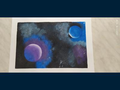 Картина. Автор: Ильин Михаил. Техника: гуашь. Класс: 1 Космический туман