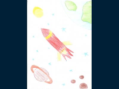 Картина. Автор: Бекмухамедов Ролан. Техника: смешанная техника. Класс: 1 космос