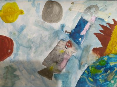 Картина. Автор: Давлетова Злата. Техника: акварель. Класс: 1 Наследники вселенной