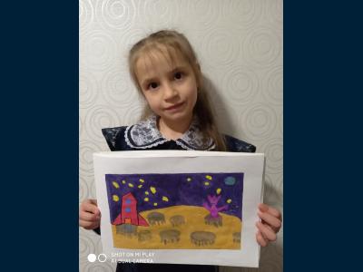 Картина. Автор: Лутфуллина Линиза Салаватовна. Техника: гуашь. Класс: 1 Жизнь на луне