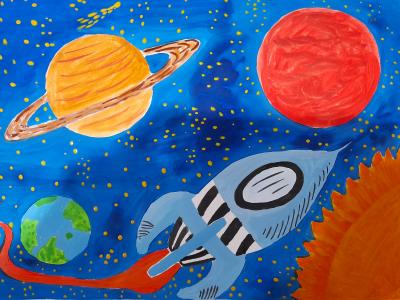 Картина. Автор: Султанова Радмила. Техника: акварель. Класс: 1 Космос