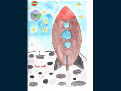 Картина. Автор: Закиров Ильгам. Техника: акварель. Класс: 1 космос