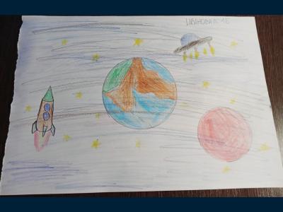 Картина. Автор: Иванова Елизавета Евгеньевна. Техника: карандаш. Класс: 1 Космические дали
