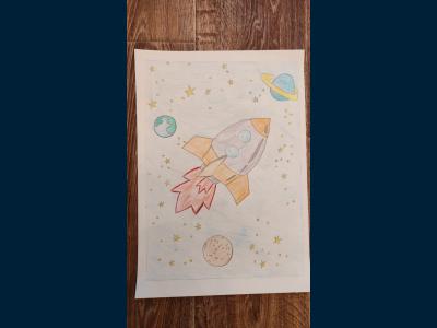 Картина. Автор: Харисов Тимур Ильнурович. Техника: карандаш. Класс: 1 Космические дали