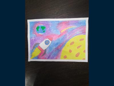 Картина. Автор: Курбатов Александр. Техника: гуашь. Класс: 1 Космос