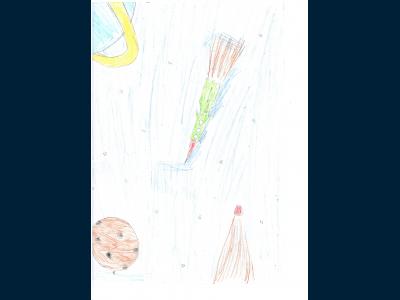 Картина. Автор: Шаехов Динар. Техника: карандаш. Класс: 1 Я летаю над планетой