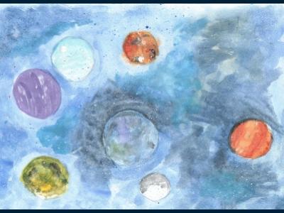 Картина. Автор: Шаехова Дарина. Техника: акварель. Класс: 1 космос