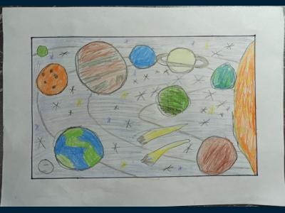 Картина. Автор: Печёнкин Никита. Техника: карандаш. Класс: 1 Наша галактика