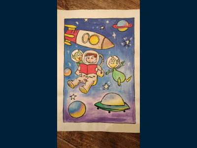 Картина. Автор: Кузнецова Мария Дмитриевна. Техника: гуашь. Класс: 2 Я и мой космос