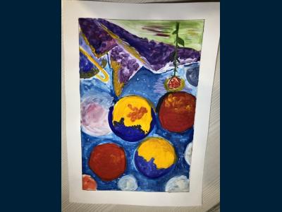 Картина. Автор: Гурьева Дарья. Техника: гуашь. Класс: 2 Жизнь на далёких планетах