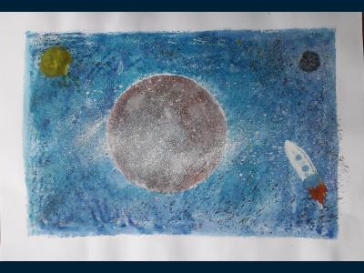 Картина. Автор: Аликаев Дмитрий. Техника: акварель. Класс: 2 К далеким планетам