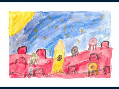 Картина. Автор: Ковригина Арина. Техника: акварель. Класс: 2 Жизнь на разумной планете