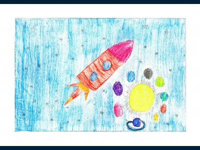 Картина. Автор: Шайхутдинова Диана. Техника: карандаш. Класс: 2 Парад планет
