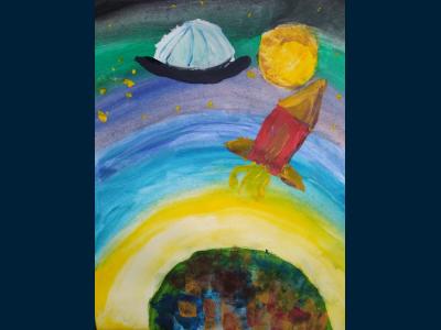 Картина. Автор: Бикунин Константин. Техника: гуашь. Класс: 2 «Космические дали»