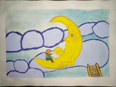 Картина. Автор: Гайсин Темирлан Рустемович. Техника: гуашь. Класс: 2 Лунные сказки