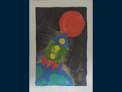 Картина. Автор: Михайлов Роман. Техника: гуашь. Класс: 2 Полёт на марс