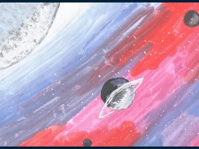 Картина. Автор: Абдрахманов Самир. Техника: акварель. Класс: 2 Космос