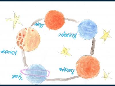 Картина. Автор: Гудзь Максим. Техника: карандаш. Класс: 2 Космос