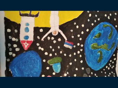 Картина. Автор: Ширгазин Эмир. Техника: гуашь. Класс: 2 Я на луне