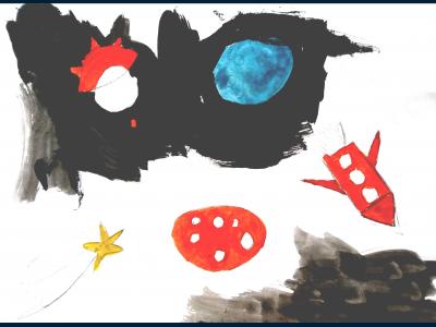 Картина. Автор: Ахмадишина Марьям. Техника: акварель. Класс: 2 Космические дали