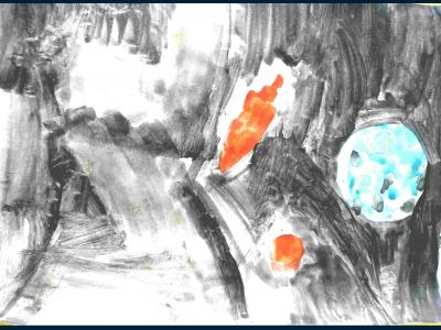 Картина. Автор: Имамова Самина. Техника: акварель. Класс: 2 Космические дали