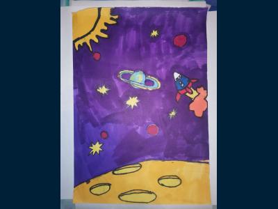 Картина. Автор: Султанов Радэль. Техника: акварель. Класс: 2 космические виражи