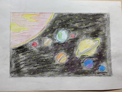 Картина. Автор: Ахмадуллин Артур. Техника: смешанная техника. Класс: 2 Моя вселенная