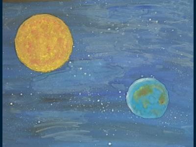 Картина. Автор: Мельников Герман. Техника: гуашь. Класс: 2 Космические дали